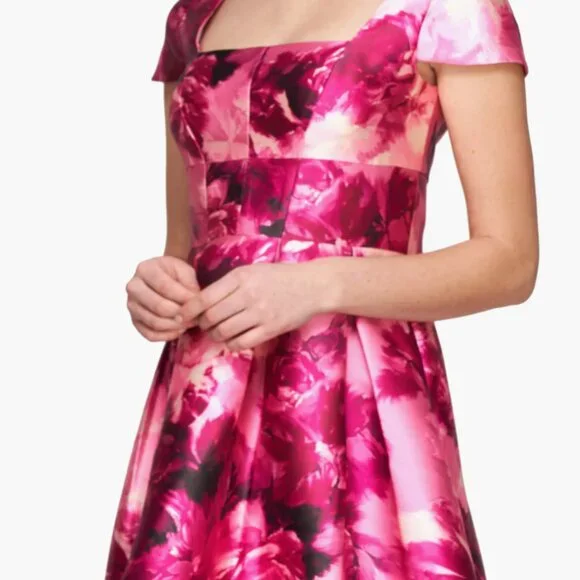 Kay Unger Tierney Floral Tea-Length Dress - Picture 3 of 11